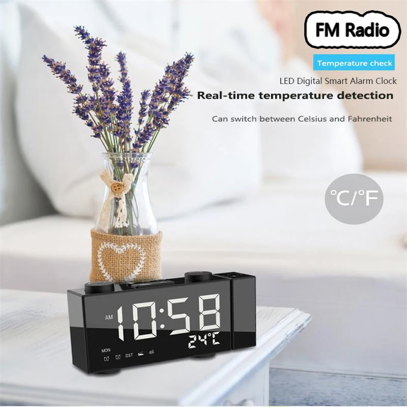 FM-радиоприемник светодиодный цифровой смарт-будильник часы с проекцией высокого