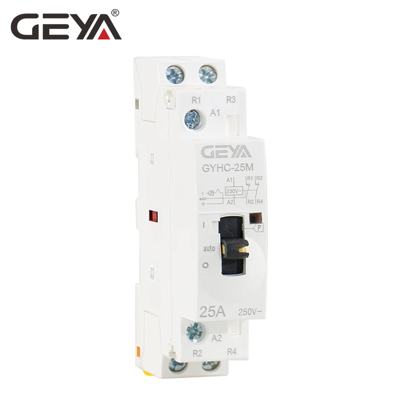 

GEYA Manual Contactor 2P 16A 20A 25A 2NO or 2NC 220V 50/60Hz Manual Control Home Use AC Contactor Din Rail Type