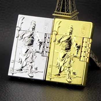 

Lang sound Guan Yu gas lighter Inflatable Fashion cigarette Metal lighters Windproof smoking Grinding Wheel Lighter Outdoor