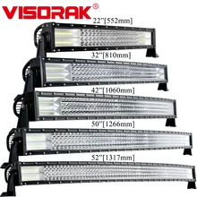 

VISORAK 22 32 42 50 52 Inch Quad-row Truck Straight Curved LED Work Bar Light For Volvo Ford SUV JEEP Nissan Land Rover Pickup