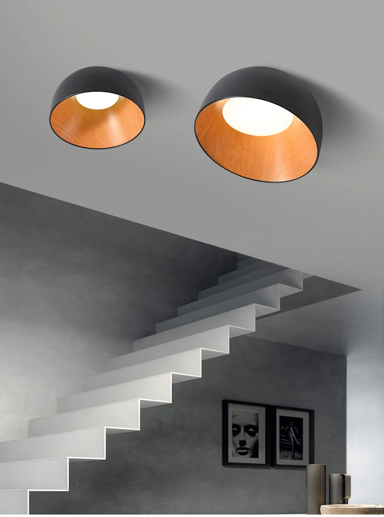 Modern Simple Wood LED Chandelier Light Balcony Corridor Creative Woodgrain Indoor Lamp Bedroom Luminaires White or black colors