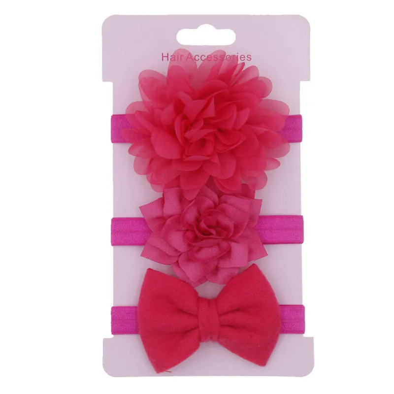 BalleenShiny/3 шт., Кружевная повязка на голову с цветами, бант, блестящий ободок для волос принцессы, аксессуары для малышей, эластичный головной убор - Цвет: A7