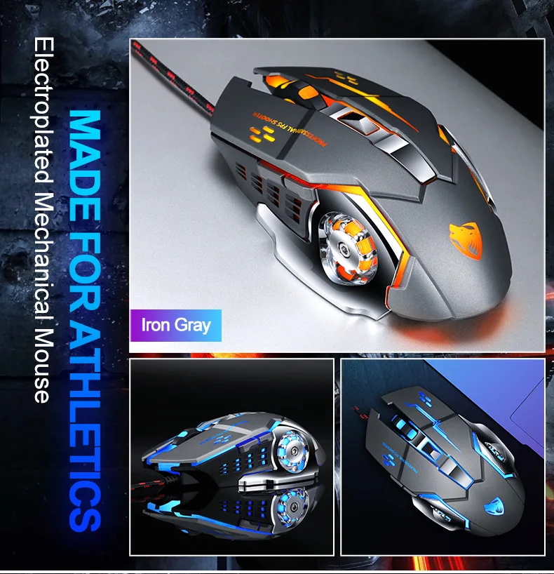 Игровая мышь Pro Gamer, 8D, 3200 dpi, регулируемая Проводная оптическая светодиодный мышь для компьютера, USB кабель, бесшумная мышь для геймера, мышь для ноутбука, ПК