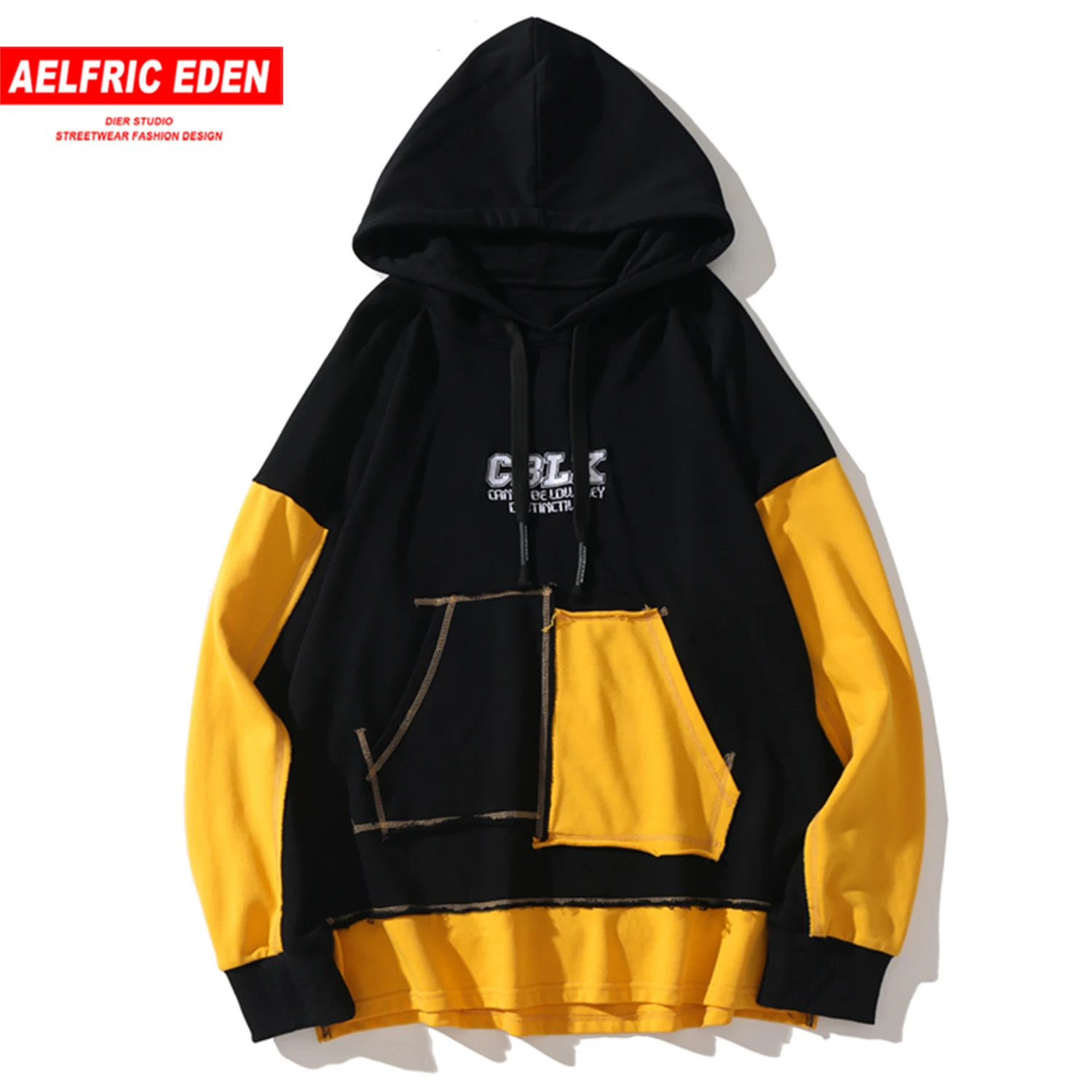 Aelfric Eden цветные часы лоскутное письмо печати мужская Толстовка уличная Harajuku Хип Хоп пуловер Повседневный хлопковый с капюшоном толстовки