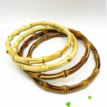 

2 x Round Bamboo Bag Handle For Handcrafted Handbag DIY Bags Accessories Good Quality 15x15cm