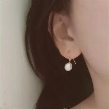 

10-11mm White Baroque Pearl Earrings 18k Ear Drop Hook Fashion Luxury Mesmerizing Irregular Wedding Party Classic Accessories