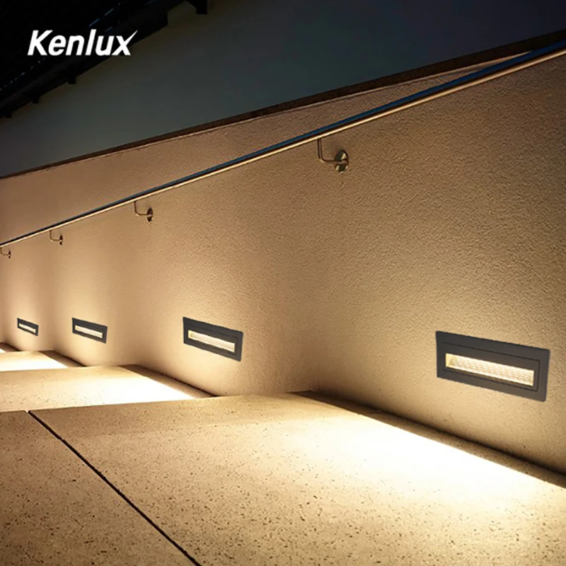 Kenlux светодиодный лестничный светильник, ступенчатый светильник s 6 Вт SMD 210*60 мм, AC85-265V, алюминиевый, наружный, закрытый, водонепроницаемый, встроенный, для лестницы, светодиодный настенный светильник