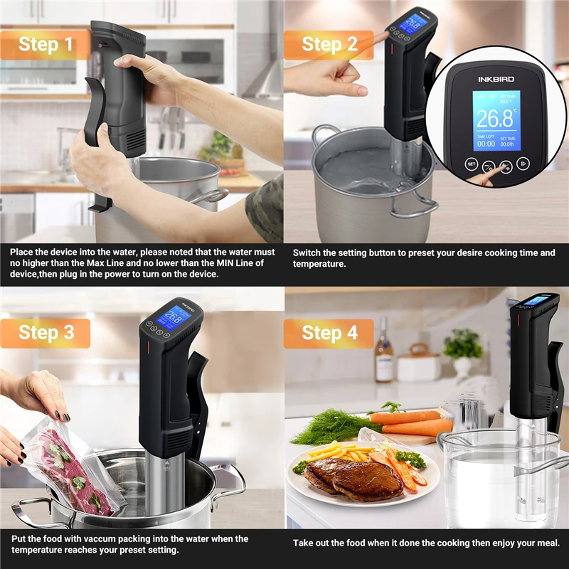 INKBIRD EU 플러그 진공 Sous Vide Cooker 침수 순환기 정확한 요리 WI-FI 제어 1000W 히터 정확한 온도