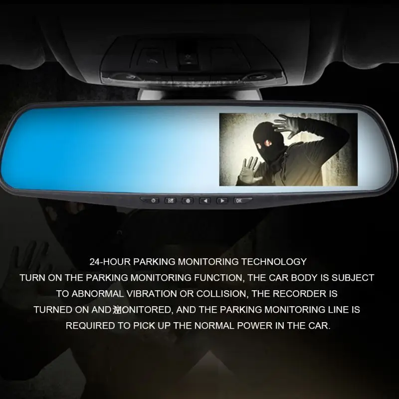 Полный 1080P Автомобильный видеорегистратор Камера авто 4," зеркало заднего вида цифровой видео видеорегистратор авто