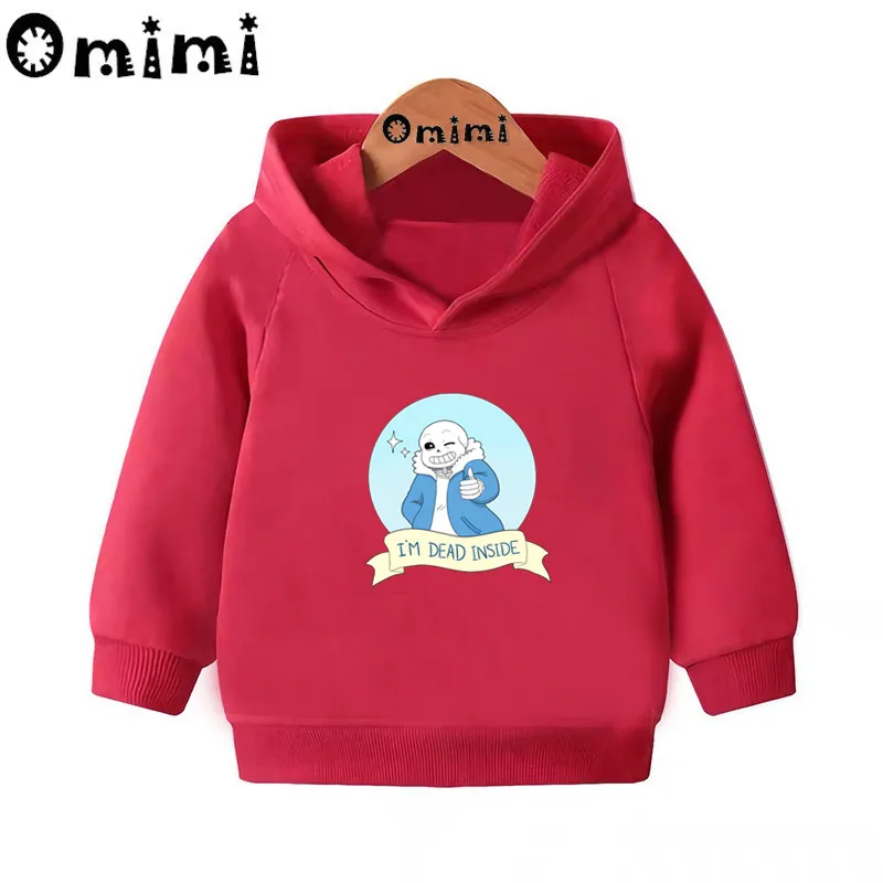 Skull Brother Undertale Sans/милые Свитшоты детские толстовки с капюшоном крутой пуловер для малышей топы для девочек и мальчиков, осенняя одежда KMT2405 - Цвет: Red-2405G