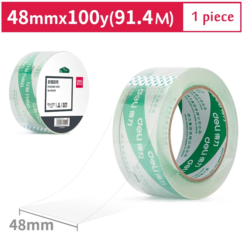 Deli High Transparent Low Noise Sealing Packing Tape 48mmx100y (91.4m/roll) 1 Roll | Канцтовары для офиса и дома