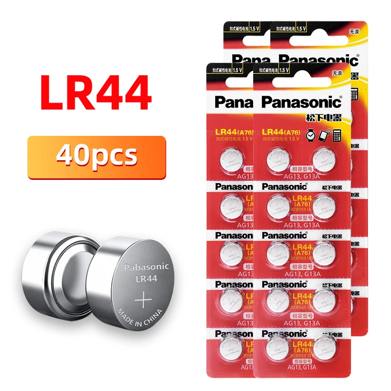 Panasonic 100 Original 40pc 1.5V Button Cell Battery lr44 Lithium Coin