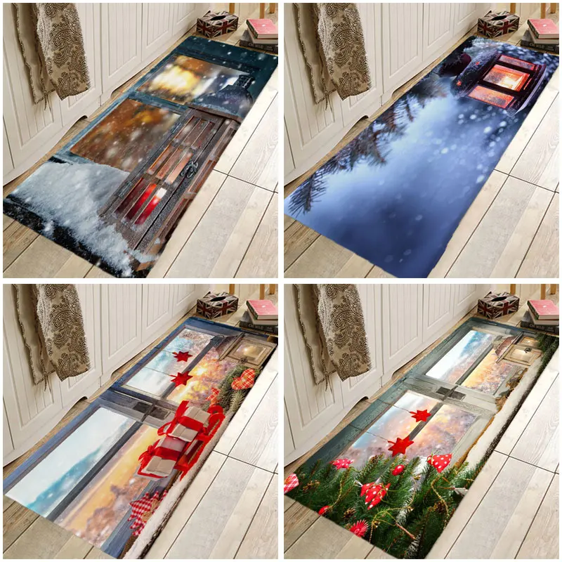 Creative 3D Printing Christmas Rug Hallway Carpets Doormat for Bedroom Living Room Carpet Kitchen Bathroom Anti-Slip Floor Mats | Дом и сад