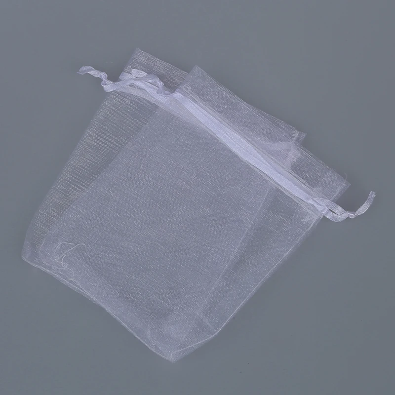 ABDB-100pcs, белые мешочки с завязками из органзы, ювелирные изделия, вечерние, свадебные подарочные пакеты " X 5"