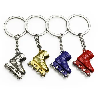 

FREE SHIPPING BY DHL 100pcs/lot New Metal Roller Skates Keychains Colorful Roller Skates Keyrings for Gifts