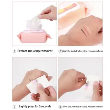 

120Pcs/Bag Makeup Remover Wet Wipes Non-Woven Cotton Face Lip Eyes Mild Cleansing Moisturizing Tissue Towelettes Flip Top Pack
