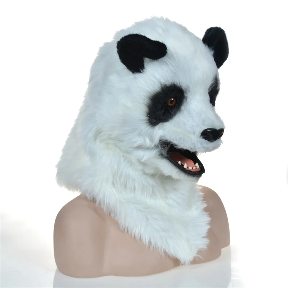 Simulation Giant Panda Wigs Adult Adult Dress Performance Mask Plush Animal Headgear Will Move Mouth Video Shooting