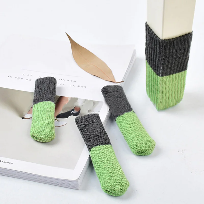 4 шт./компл. Чехол для стула колпачок ножек перчатки вязаные носки Нескользящие