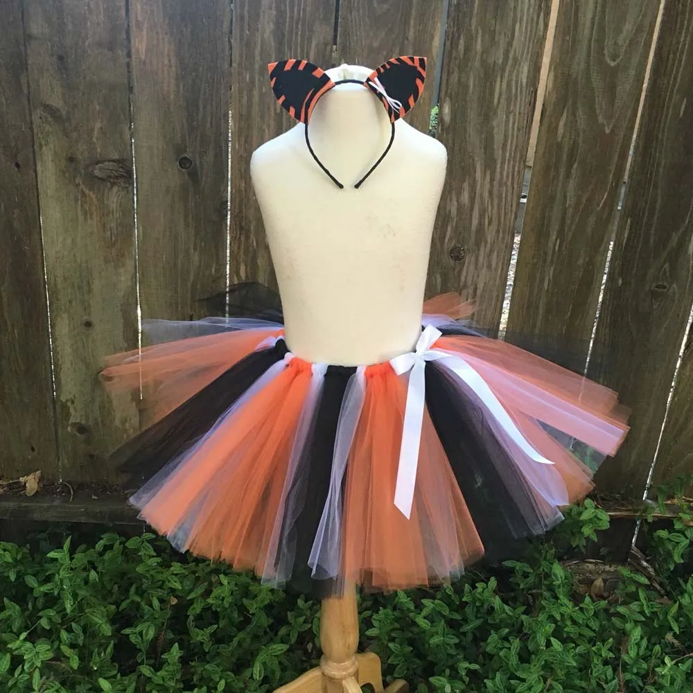 Girls Orange/White/Black Fluffy Tutu skirt Kids Birthday Party Tulle Costume Cosplay Tiger Children Halloween | Тематическая одежда