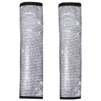 

Rhinestone Seat Belt Shoulder Pad Shiny Car Seat Belt Cover PU Car Decoration Accessories