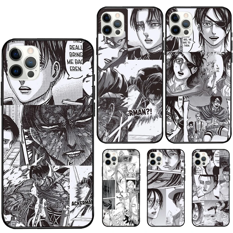 Funda De Goma Con Diseno De Ataque A Los Titanes Para Iphone Carcasa Suave Con Diseno De Manga Collage Para Modelos 13 12 Mini 11 Pro Max Xs X Xr 7 8