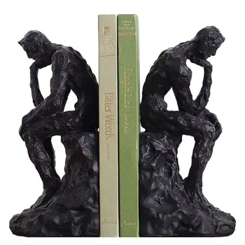 

European The Thinker Statue Book Stand Resin Character Sculpture Room Decor Fengshui Ornament Home Decoration Accessories