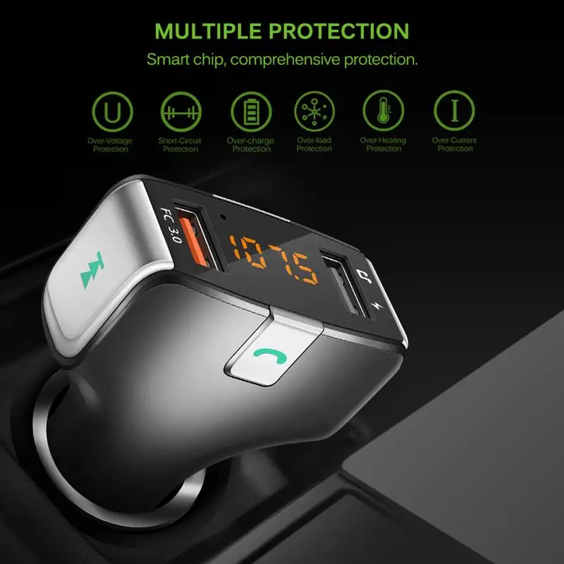 Fm-передатчик беспроводной Bluetooth Hands-Free автомобильный mp3-плеер Быстрая зарядка 3,0 многофункциональное 5 В USB Автомобильное зарядное устройство Автомобильная электроника