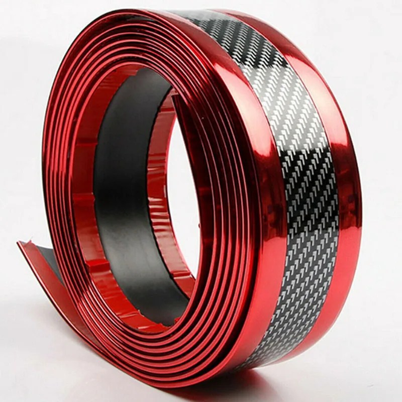

7cm*1m Carbon Fiber Red Car Door Plate Sill Scuff Anti Scratch Strip Sticker