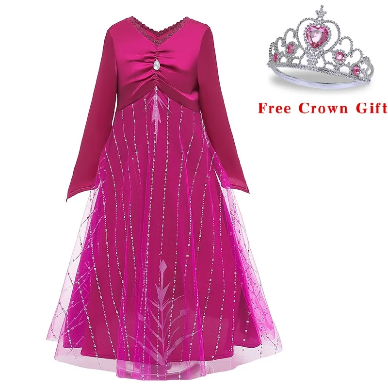 Платье для маленьких девочек с короной; карнавальный костюм Анны и Эльзы на Рождество; летнее платье принцессы для девочек на День рождения; Vestidos Menina - Цвет: as picture