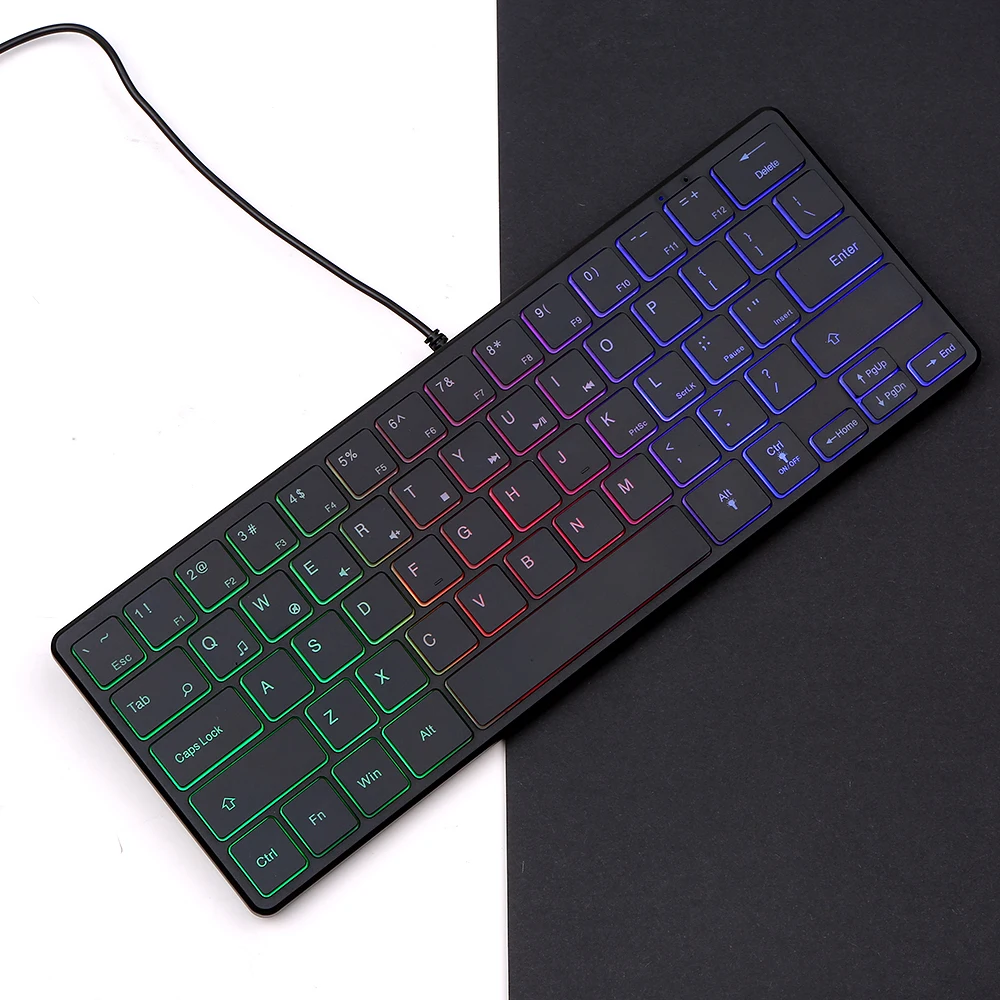 Wired-64-key-Keyboard-Compact-Film-Keypad-Lightweight-Backlit-Keyboard ...
