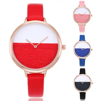 

Fashion Women's Watches Minimalist Women Color Block Horizon Ultra Thin Round Dial Analog Casual Quartz Watch Gife часы женские