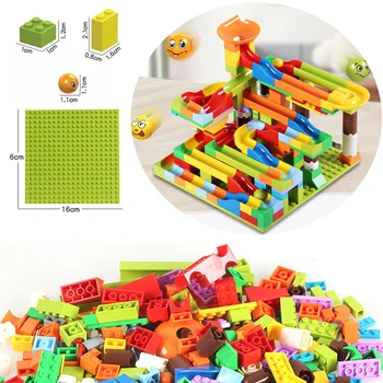 

Small Size Marble Race Run Block Maze Ball Track Funnel Slide Block Compatible Duploed DIY Brick Toy for Children Gift