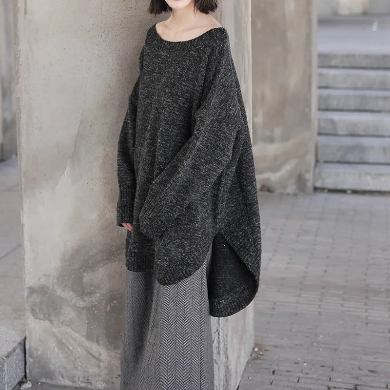 2019 autumn and winter pullover jacket loose thick warm wild color long-sleeved sweater shirt women | Женская одежда