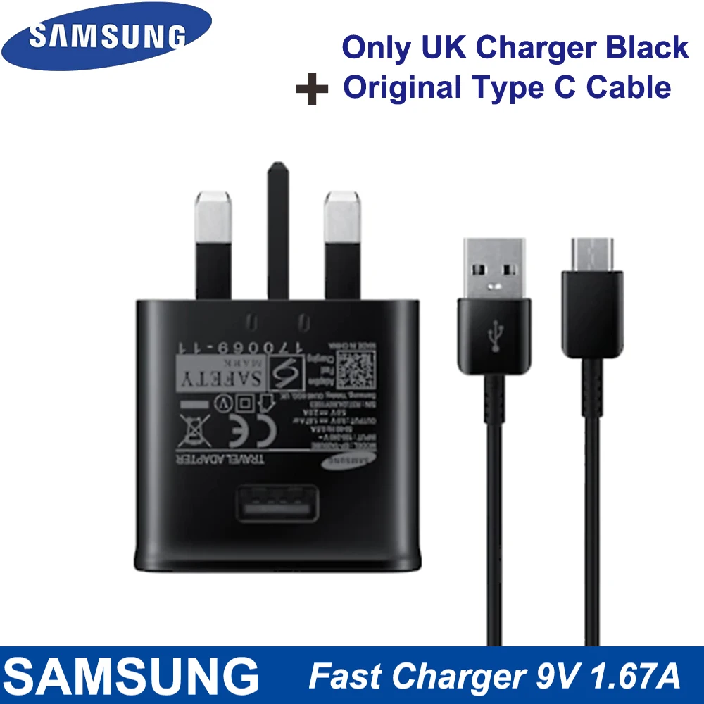 usb fast charge For Samsung S10 S8 S9 Plus UK Fast Charger 15W Travel Adapter 9V1.67A Fast ChargeType-C Cable For Samsung S9 Note10 9 8 A50 A70 best 65w usb c charger