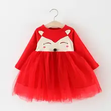 MUQGEW/платье с фатиновой юбкой в стиле пэчворк; платье для маленьких девочек; осенне-зимнее платье с рисунком лисы; повседневная одежда; Wy6