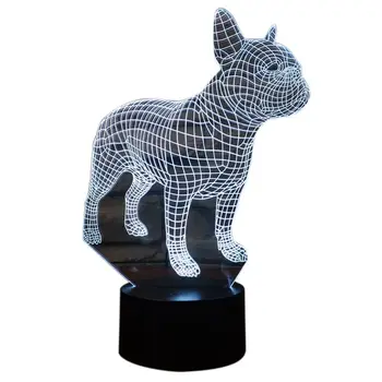 

French Bulldog Night Light 3D Table Lamp 7 Colors USB Desk Lights Children Kids 2019 New