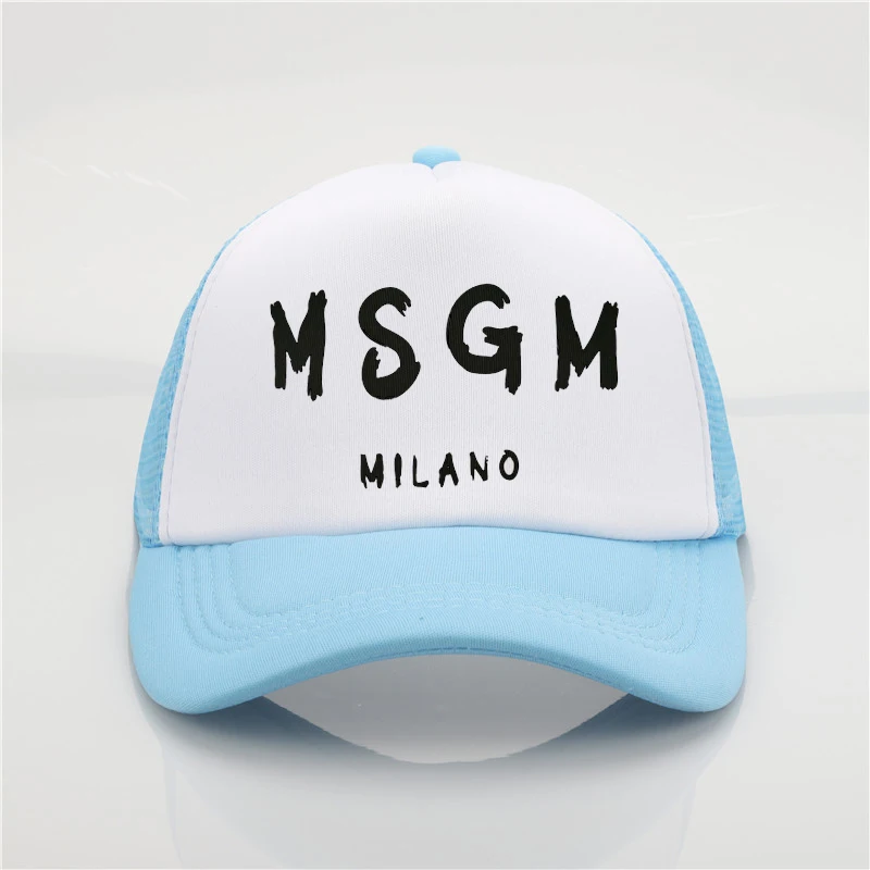 Модные шапки Msgm логотип унисекс регулируемая крышка спортивные бейсболки Кепка Солнцезащитная хип хоп шляпа - Цвет: Небесно-голубой