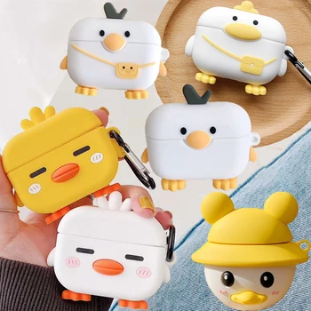 

For Airpods Pro 3D Cute Cartoon Sleeping Chick Case for Apple Airpods 3 Hat Backpack Duck Wireless Earphone Cover Charging Box