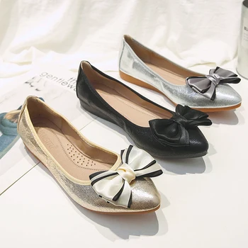 

Mocassin Gommino Flats Confortable Butterfly Knot Riband Ballets Dancing Shoes 2020 New Flat Plus 41-43 Shoes for Women Zapatos