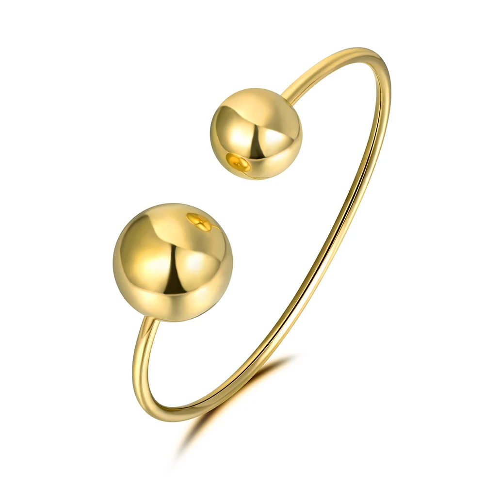 Lokaer Trendy Double Big Ball Stainless Steel Cuff Bracelet Jewelry For Women Silver Color Bracelet Bangle Valentine Gift B19009 bangle bracelet,stainless steel bracelet