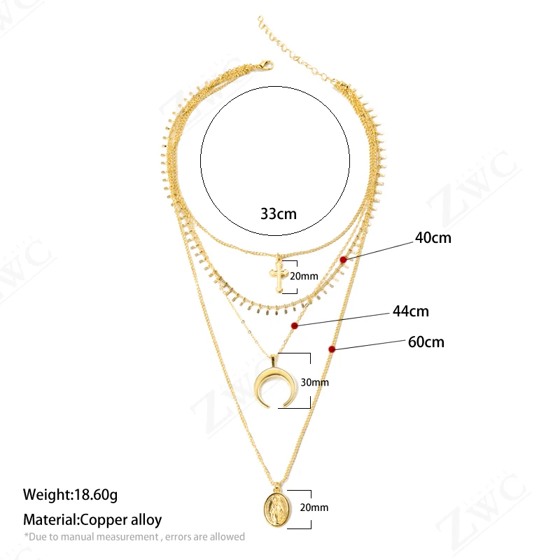 ZWC, модное богемное винтажное многослойное ожерелье с кулоном из кристаллов для женщин, цепочка с Золотым Полумесяцем, ожерелье,, ювелирное изделие, Новинка