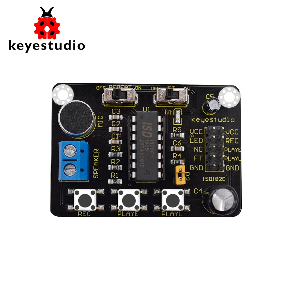 Модуль воспроизведения звуковой записи Keyestudio ISD1820 с микрофоном и для Arduino |
