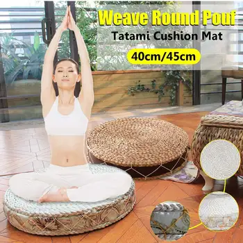 

Round Natural Pouf Handmade Weaving Cushion Fill the Silk Floss Pillow Soft Floor Yoga Chair Seat Mat Tatami Window Pad Hot Sale