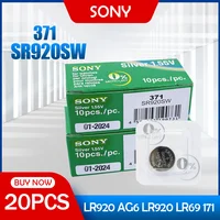 20PCS Sony 371 SR920SW AG6 920 LR920 LR69 171 370A 371A 1.55V Silver Oxide Watch Battery Single Grain Packing Button Cell Coin 1