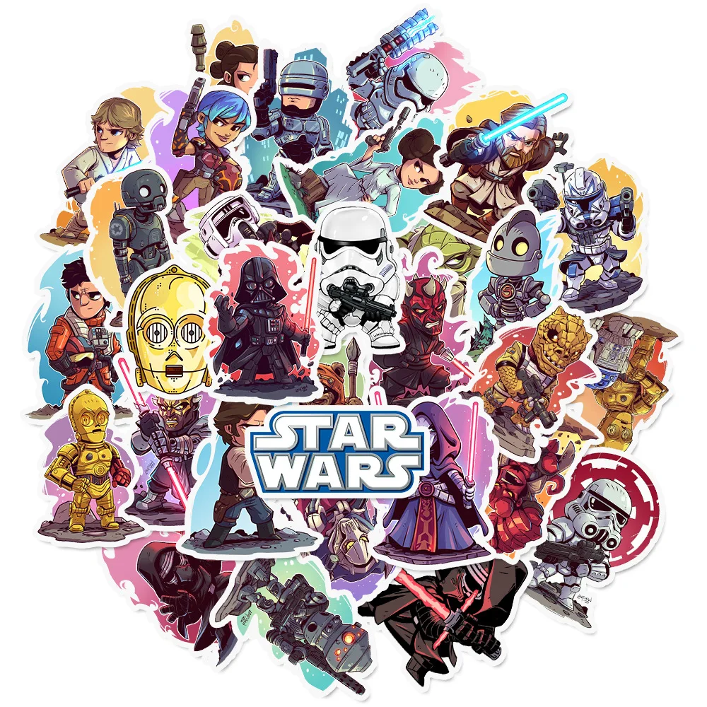 

50pcs Pack Cartoon Star Wars Stickers Waterproof PVC Skateboard Suitcase Snowboard Guitar Motorcycle Laptop Sticker Kids Classic