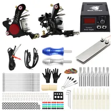 Поставка красоты Полный комплект татуировки для начинающих 2 катушки машины шейкер блок питания, иглы Захваты Советы для тела искусства