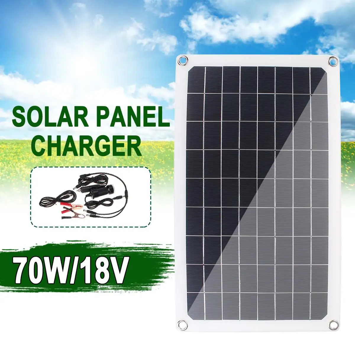 

Portable 70W 18V Solar Panel Power Bank Board External Battery Charging Solar Cell Charger Dual USB Cigarette lighter DC 2 Lines
