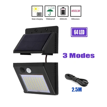 

64/30 LEDs Solar Light PIR Motion Sensor Solar Garden Light Waterproof Outdoor Energy Saving Street Yard Path Home Lamps optiona
