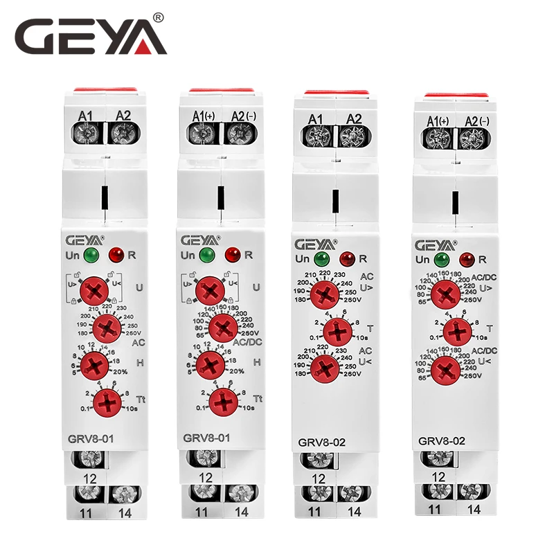 GEYA GRV8-02 реле защиты напряжения Защита от перенапряжения и пониженного напряжения AC220V DC12V DC48V реле контроля напряжения