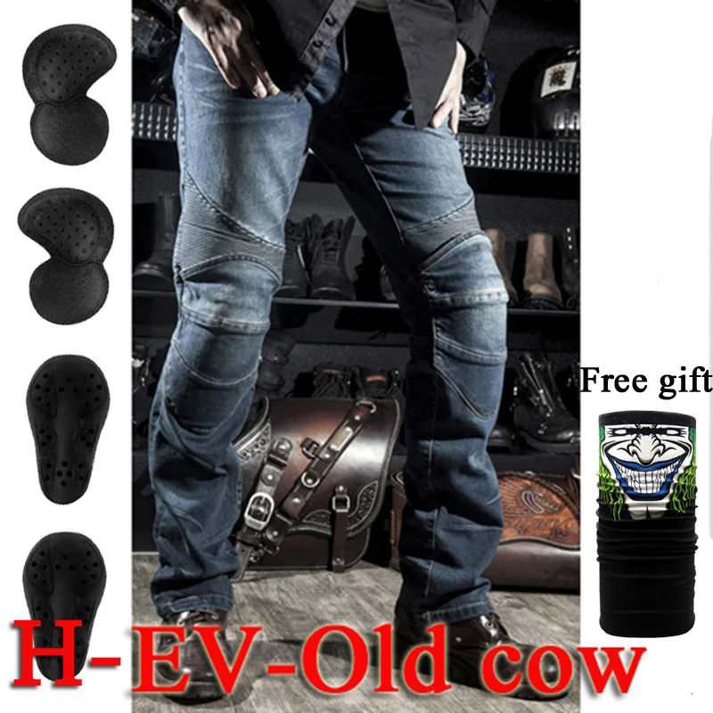 

2019 Men Motorcyle Pants blue for KTM Downhill Motocross Pants For Motorcycle Moto Jeans With Knee Pad Trousers Moletom